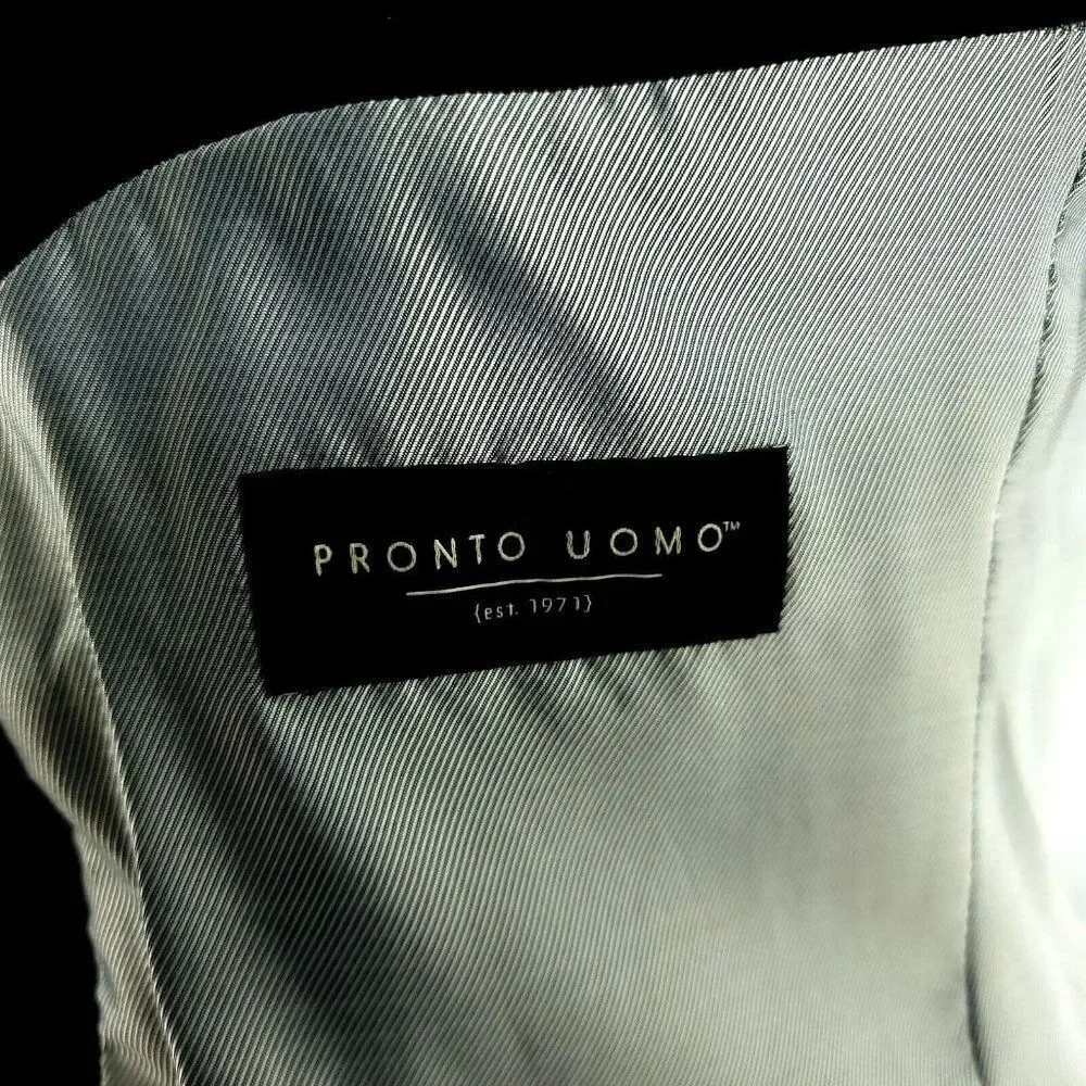 Pronto Uomo Wool Polyester Spandex 2 Button Suit Jacket‎ 38R Black